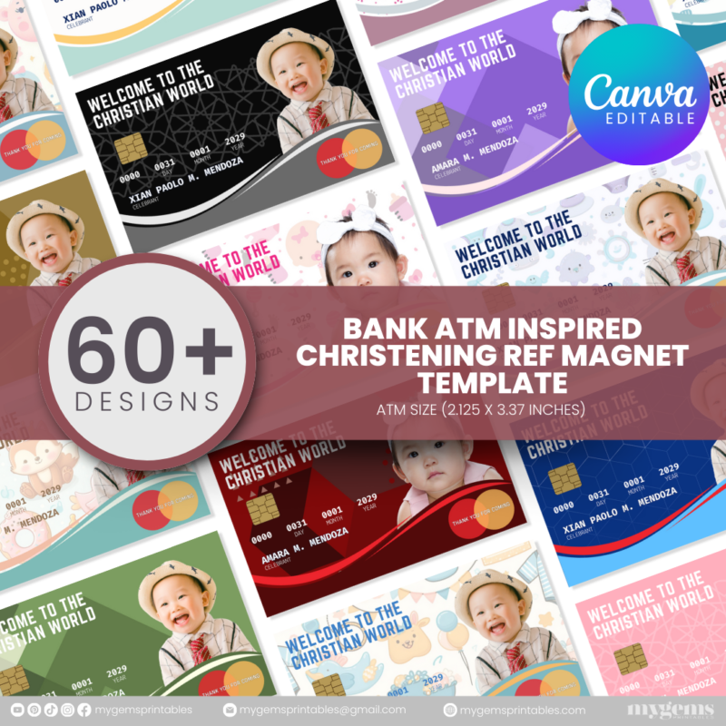 60+ Designs | Bank-Inspired Christening Ref Magnet Template | Canva Editable