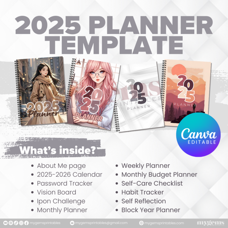 4 Designs | 2025 Planner Template (A5) | Canva Editable - Image 2