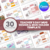 30 Designs | Teacher's Day Mug Design & Mug Holder Template Bundle  | Canva Editable