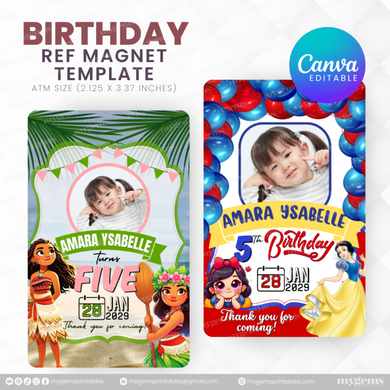40 Designs | Cartoon-Anime-Chibi Themed Birthday Ref Magnet Template | Canva Editable - Image 10