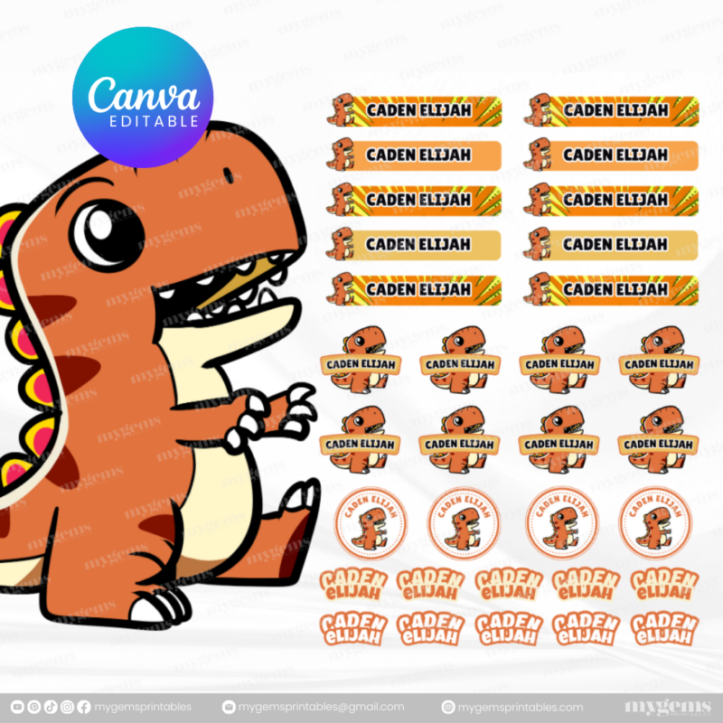 60+ Designs | Name Sticker Template | Ready-To-Print | Canva Editable - Image 58