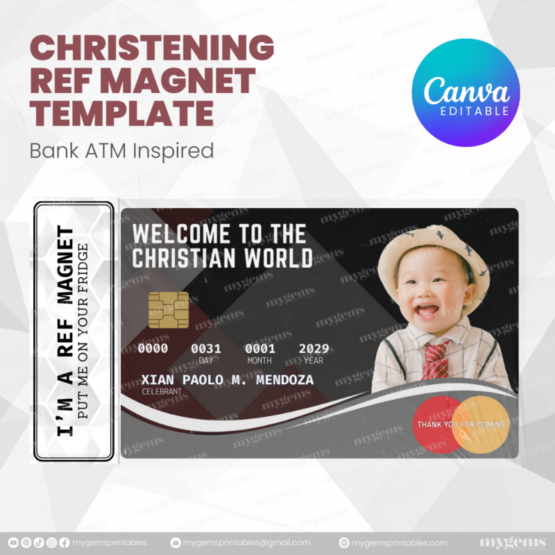 60+ Designs | Bank-Inspired Christening Ref Magnet Template | Canva Editable - Image 57
