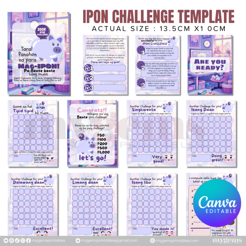 10 Designs | Ipon Challenge Template  | Canva Editable - Image 10