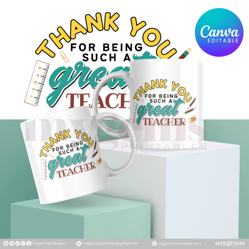 30 Designs | Teacher's Day Mug Design Template  | Canva Editable - Image 21