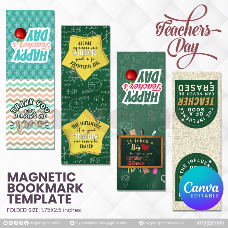 40 Designs | Teacher's Day Magnetic Bookmark Template  | Canva Editable | Ready to Print - Image 10