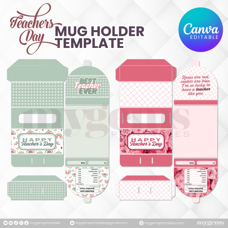 30 Designs | Teacher's Day Mug Holder Template  | Canva Editable - Image 11