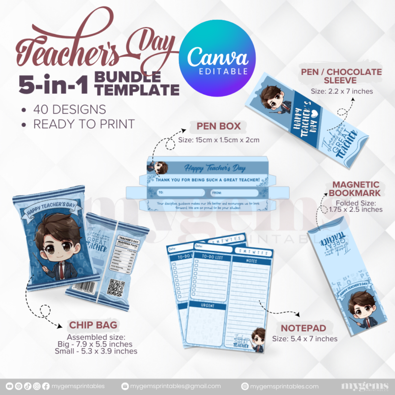 40 Designs | 5-in-1 Teacher's Day Bundle Template | Canva Editable - Image 29