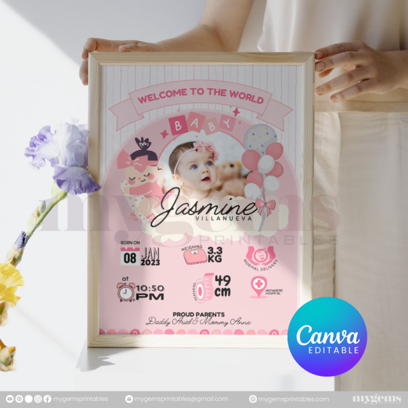 30+ Designs | Baby Birth Announcement Template | Canva PRO Editable - Image 28