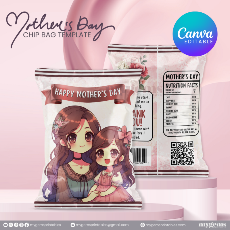 20 Designs | Mother's Day Chip Bag Template | Canva PRO Editable | Ready to Print - Image 10