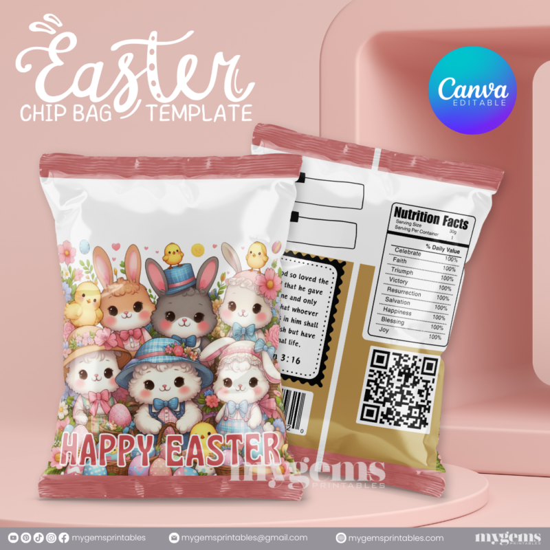 20 Designs | Easter Chip Bag Template | Canva PRO Editable | Ready to Print - Image 22