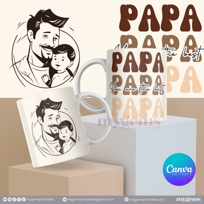 20 Designs | Father's Day Mug Design Template 11oz | Canva Editable | Ready to Print - Image 3