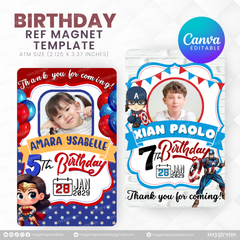 40 Designs | Cartoon-Anime-Chibi Themed Birthday Ref Magnet Template | Canva Editable - Image 11