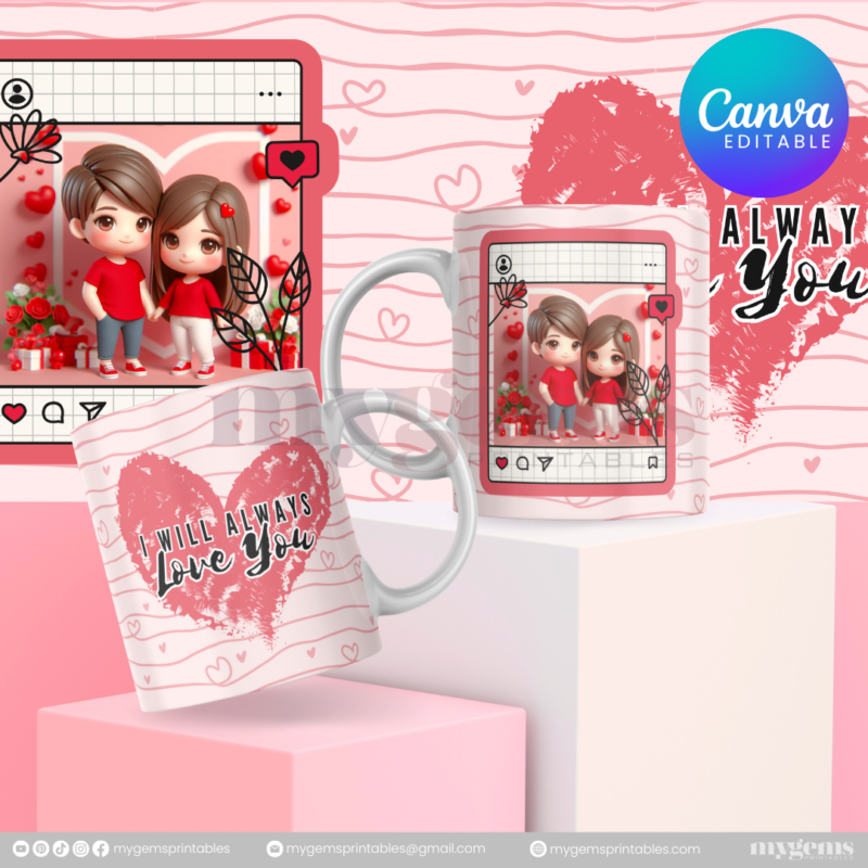 20+ Designs | Valentine Mug Design Template 11oz | Canva PRO Editble - Image 19