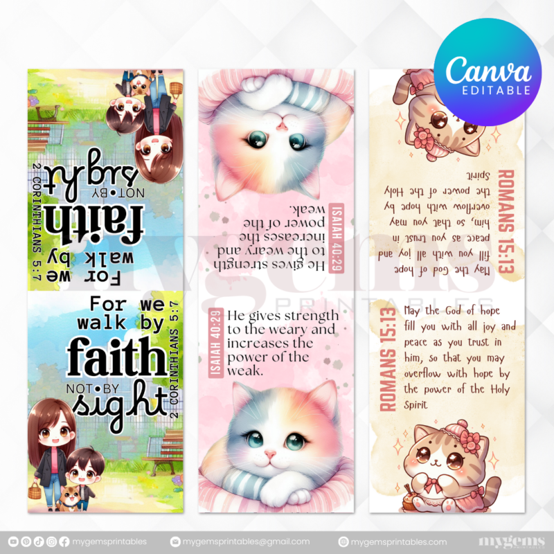 30 Designs | Bible Verse Magnetic Bookmark Template  | Canva Editable - Image 5