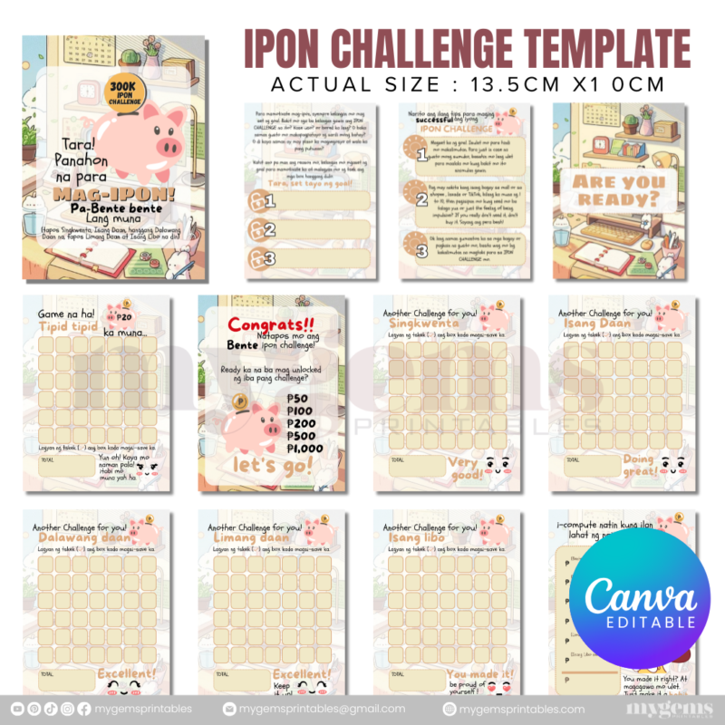 10 Designs | Ipon Challenge Template  | Canva Editable - Image 11