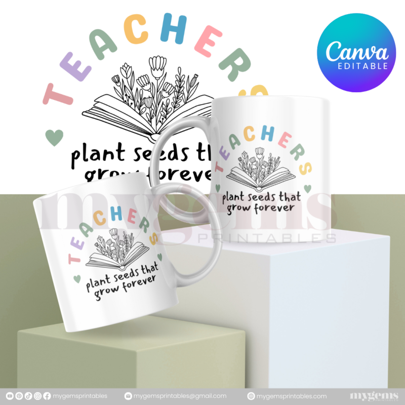 30 Designs | Teacher's Day Mug Design Template  | Canva Editable - Image 22