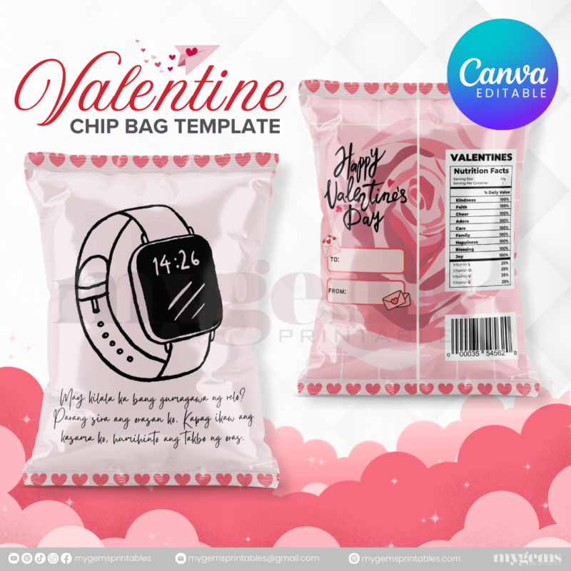 70+ Designs | Valentine Chip Bag Template | Canva PRO Editble - Image 58