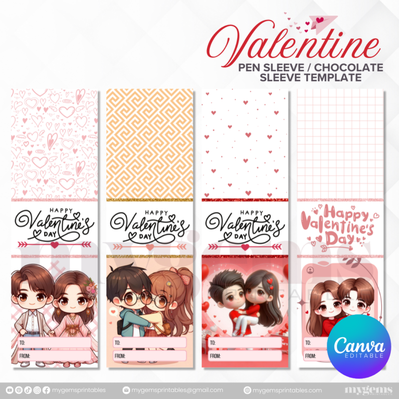 50+ Designs | Valentine Pen Sleeve - Chocolate Sleeve Template | Canva PRO Editble - Image 4