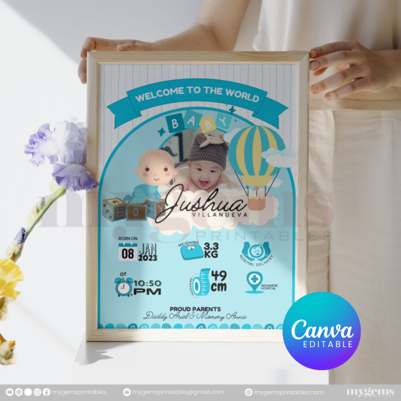 30+ Designs | Baby Birth Announcement Template | Canva PRO Editable - Image 29