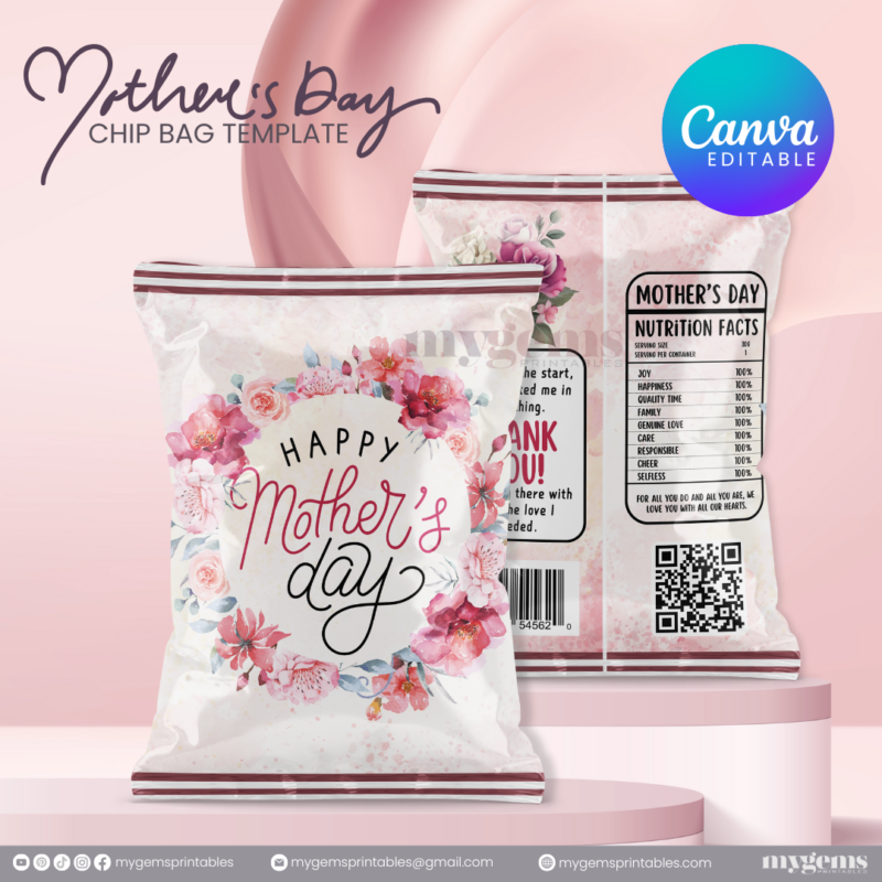 20 Designs | Mother's Day Chip Bag Template | Canva PRO Editable | Ready to Print - Image 11