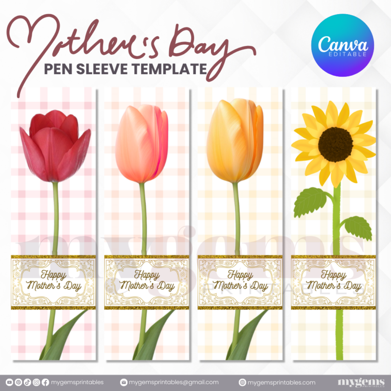40+ Designs | Mother's Day Pen Sleeve Template | Canva Editable | Ready to Print - Image 6