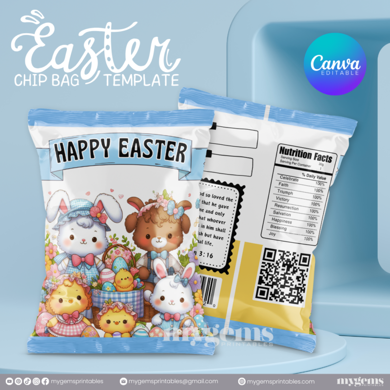 20 Designs | Easter Chip Bag Template | Canva PRO Editable | Ready to Print - Image 23