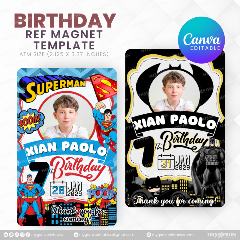 40 Designs | Cartoon-Anime-Chibi Themed Birthday Ref Magnet Template | Canva Editable - Image 12