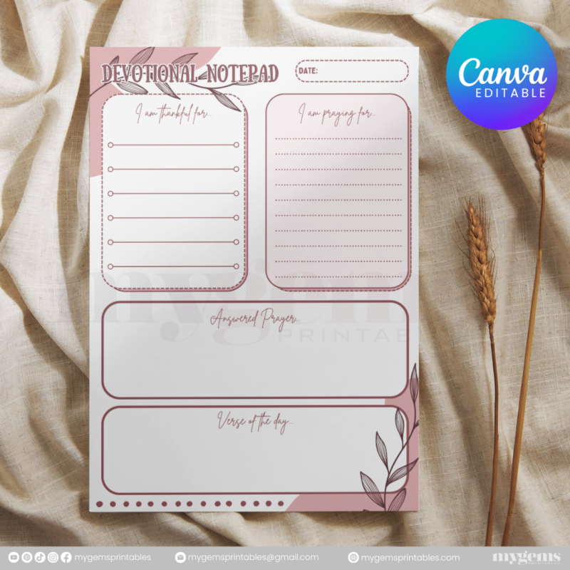 20 Designs | Devotional Notepad Template  | Canva Editable - Image 13