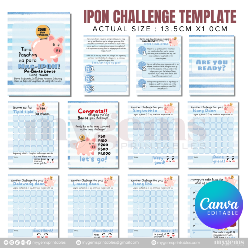 10 Designs | Ipon Challenge Template  | Canva Editable - Image 12