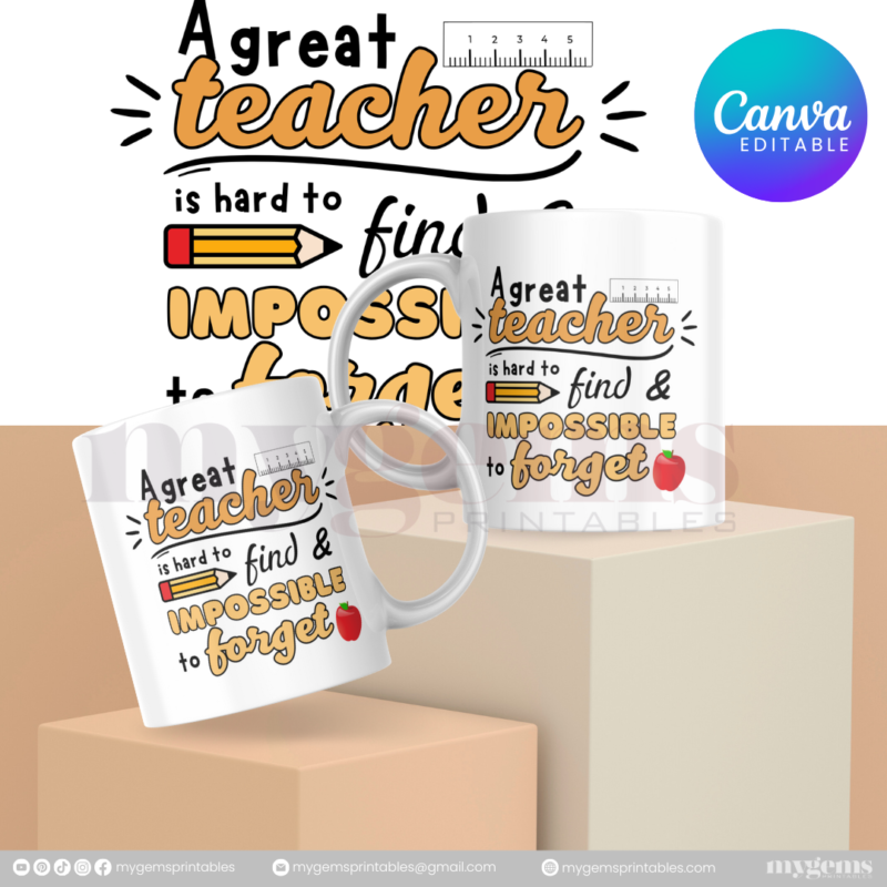 30 Designs | Teacher's Day Mug Design Template  | Canva Editable - Image 23
