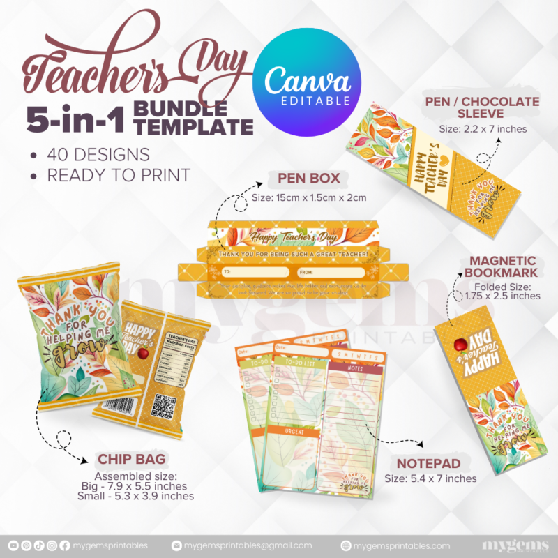 40 Designs | 5-in-1 Teacher's Day Bundle Template | Canva Editable - Image 31