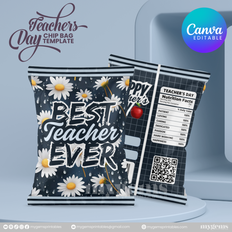 40 Designs | Teacher's Day Chip Bag Template | Canva Editable - Image 12