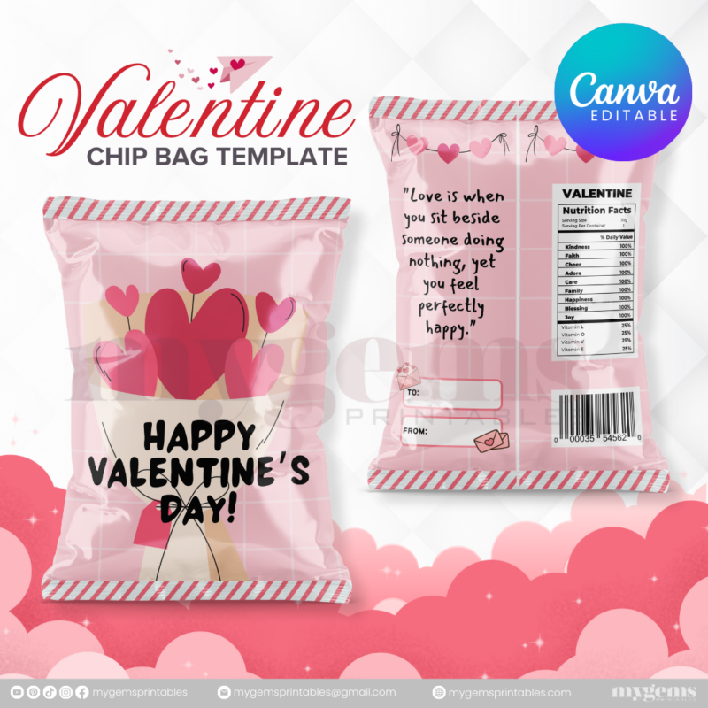 70+ Designs | Valentine Chip Bag Template | Canva PRO Editble - Image 59