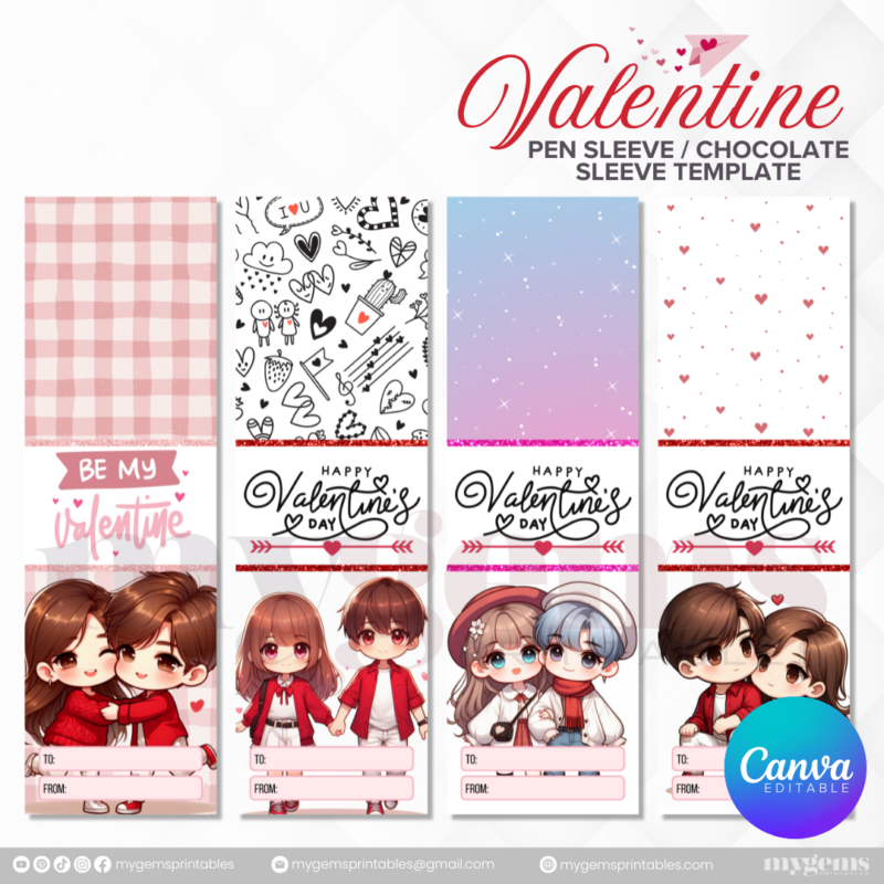 50+ Designs | Valentine Pen Sleeve - Chocolate Sleeve Template | Canva PRO Editble - Image 5