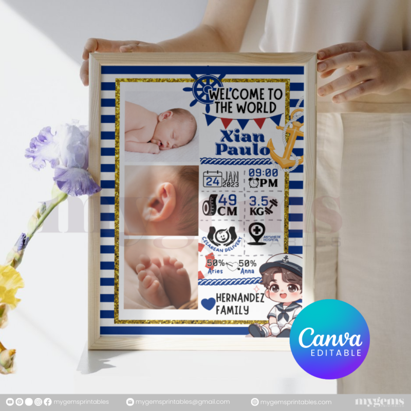 30+ Designs | Baby Birth Announcement Template | Canva PRO Editable - Image 12