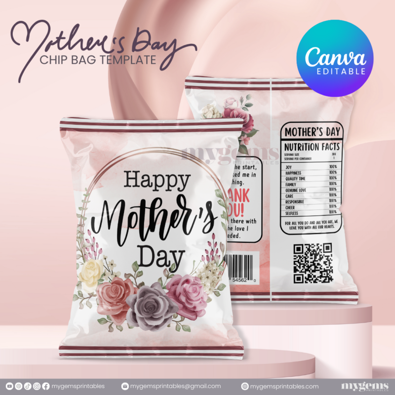 20 Designs | Mother's Day Chip Bag Template | Canva PRO Editable | Ready to Print - Image 12