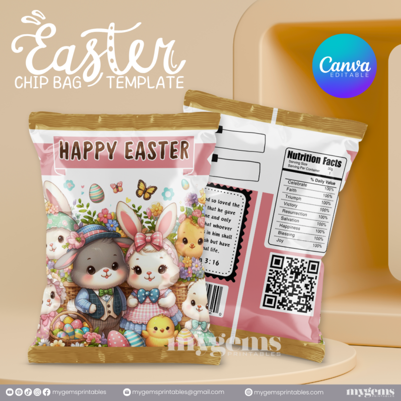 20 Designs | Easter Chip Bag Template | Canva PRO Editable | Ready to Print - Image 24