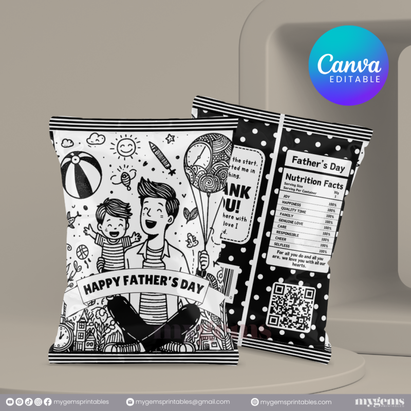 30+ Designs | Father's Day Chip Bag Template | Canva Editable | Ready to Print - Image 31