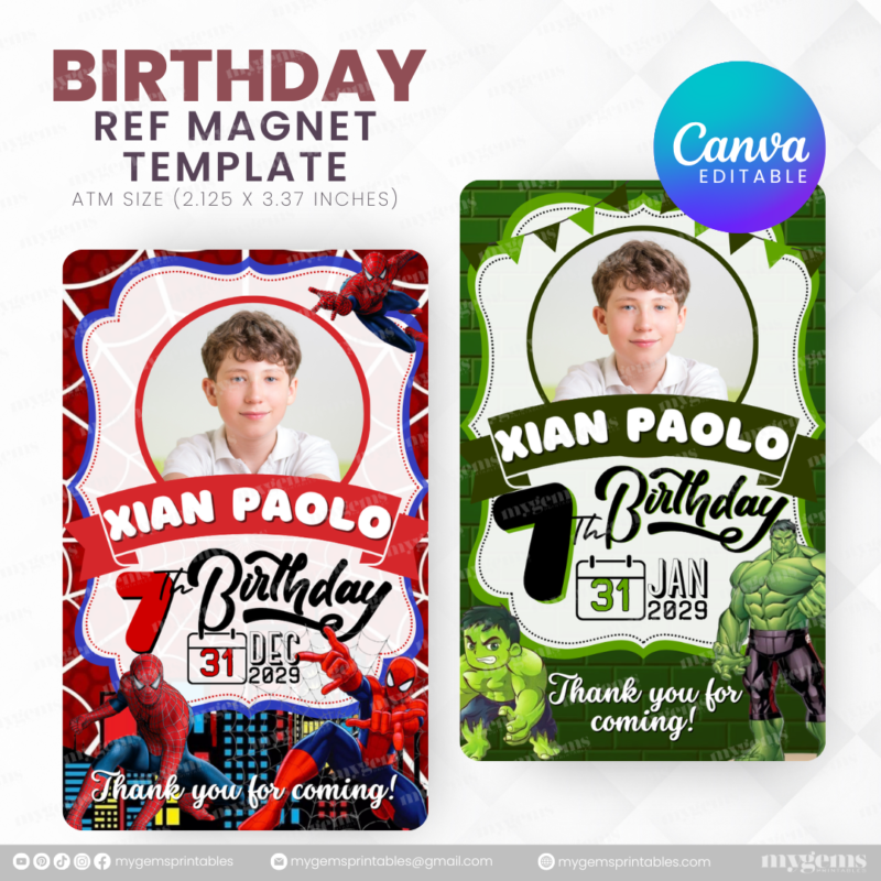 40 Designs | Cartoon-Anime-Chibi Themed Birthday Ref Magnet Template | Canva Editable - Image 13