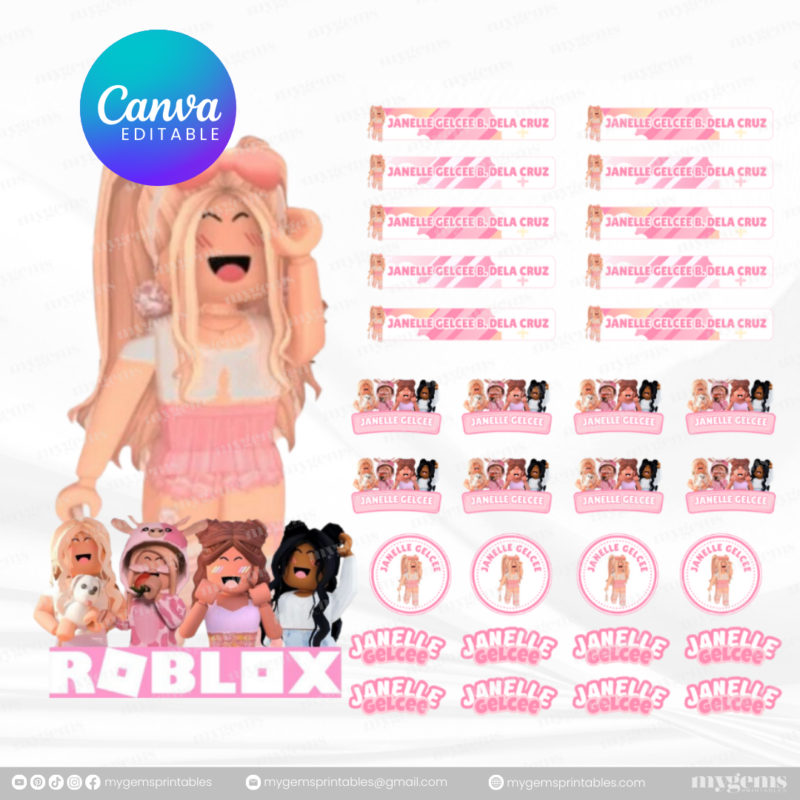 60+ Designs | Name Sticker Template | Ready-To-Print | Canva Editable - Image 61