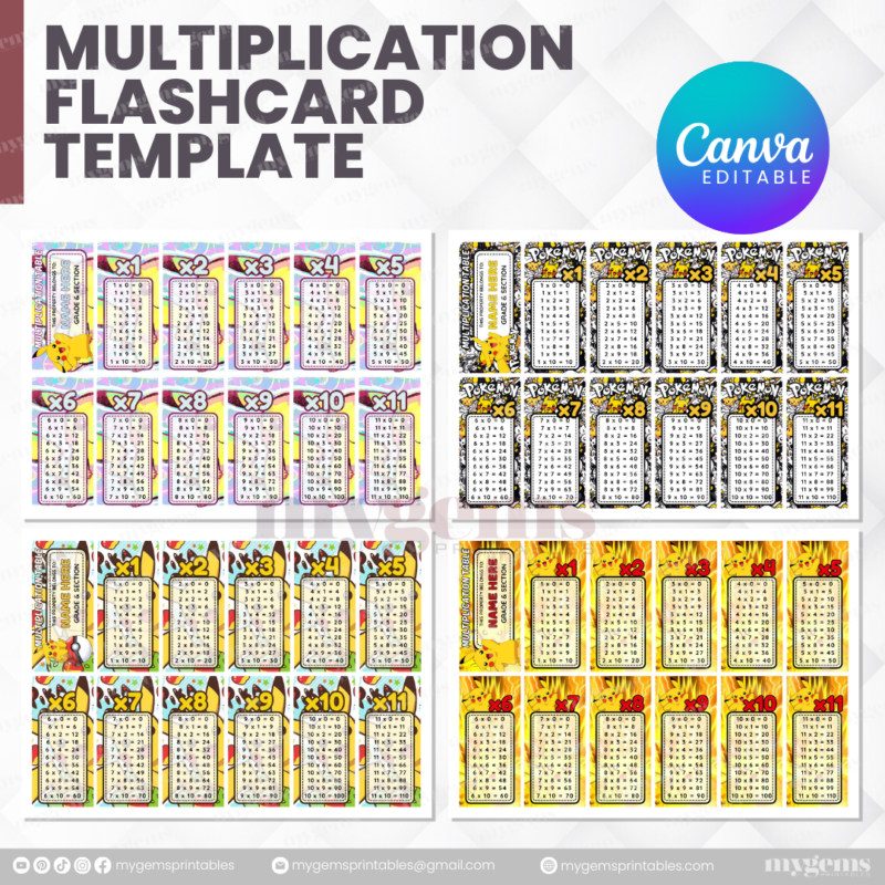 80 Designs | Multiplication Flashcard Template | Canva Editable - Image 8