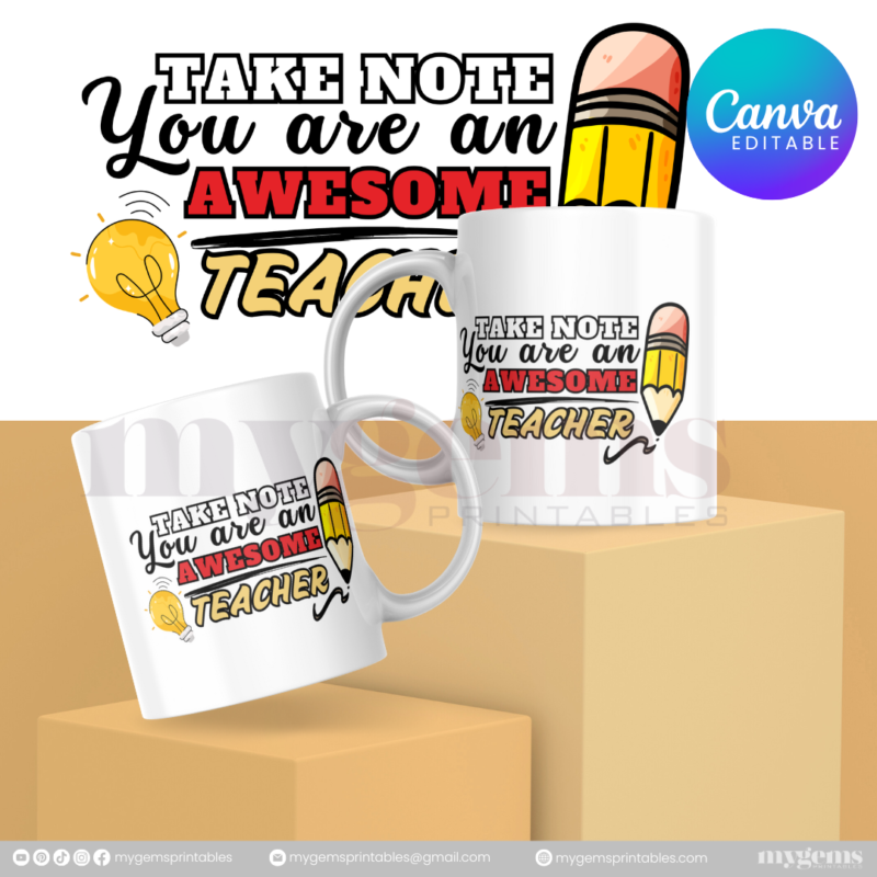 30 Designs | Teacher's Day Mug Design Template  | Canva Editable - Image 24