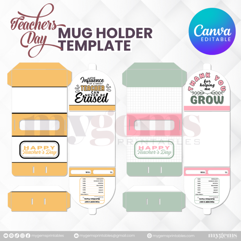 30 Designs | Teacher's Day Mug Holder Template  | Canva Editable - Image 14