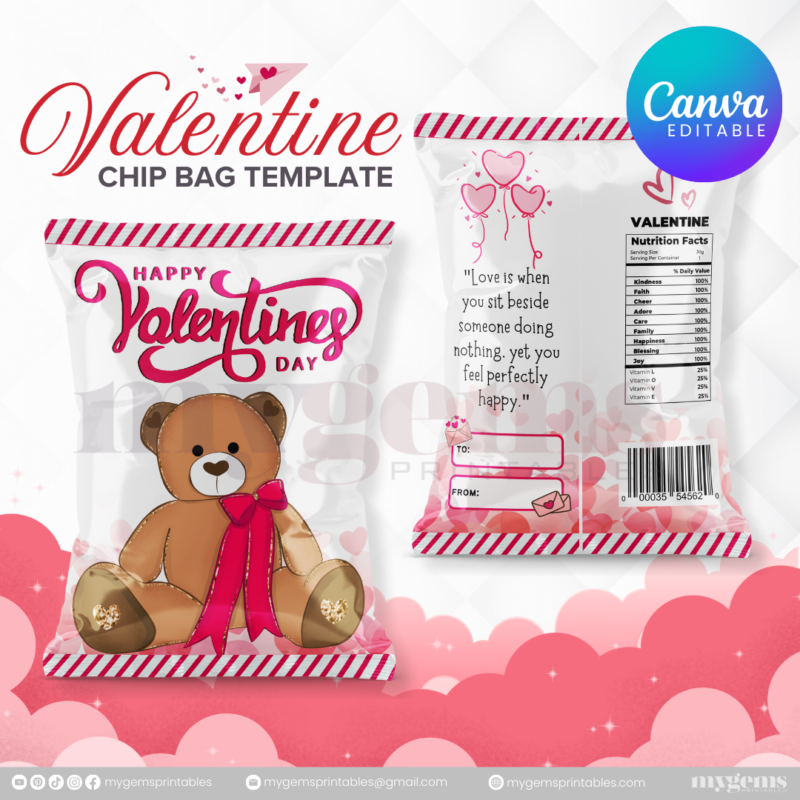 70+ Designs | Valentine Chip Bag Template | Canva PRO Editble - Image 60