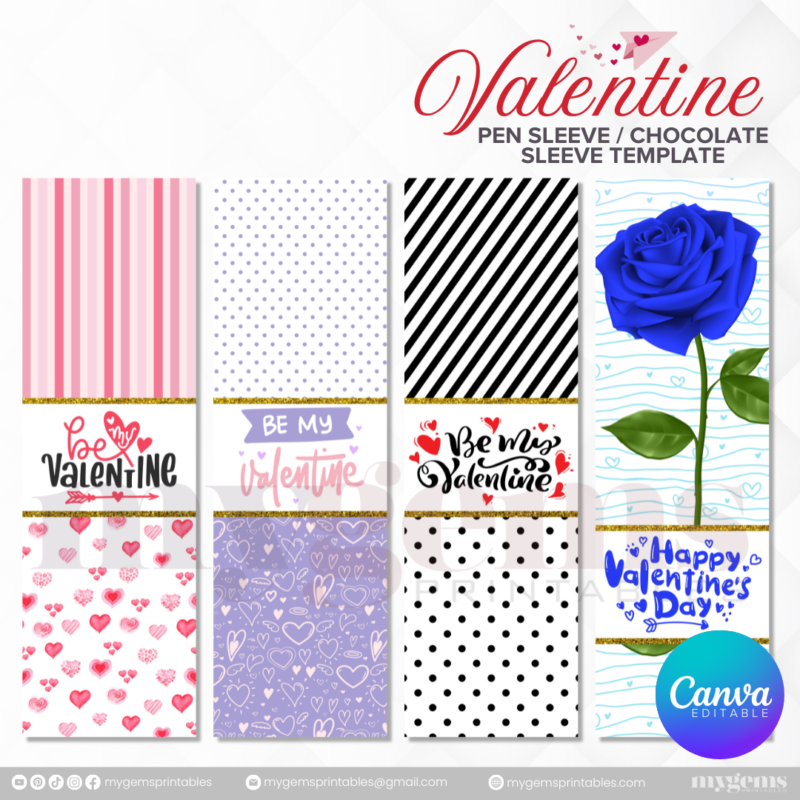 50+ Designs | Valentine Pen Sleeve - Chocolate Sleeve Template | Canva PRO Editble - Image 6