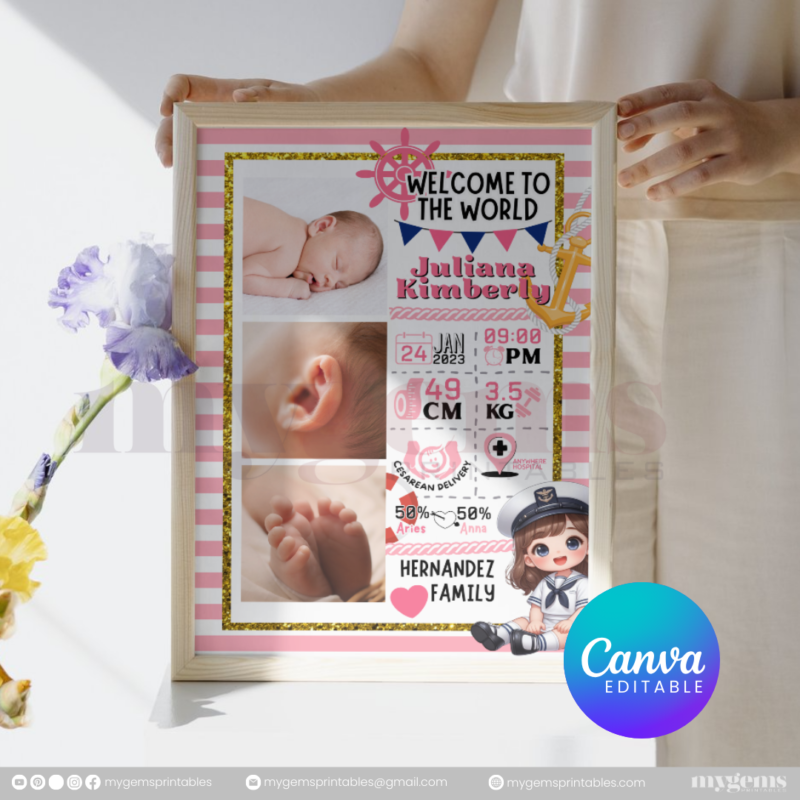 30+ Designs | Baby Birth Announcement Template | Canva PRO Editable - Image 13