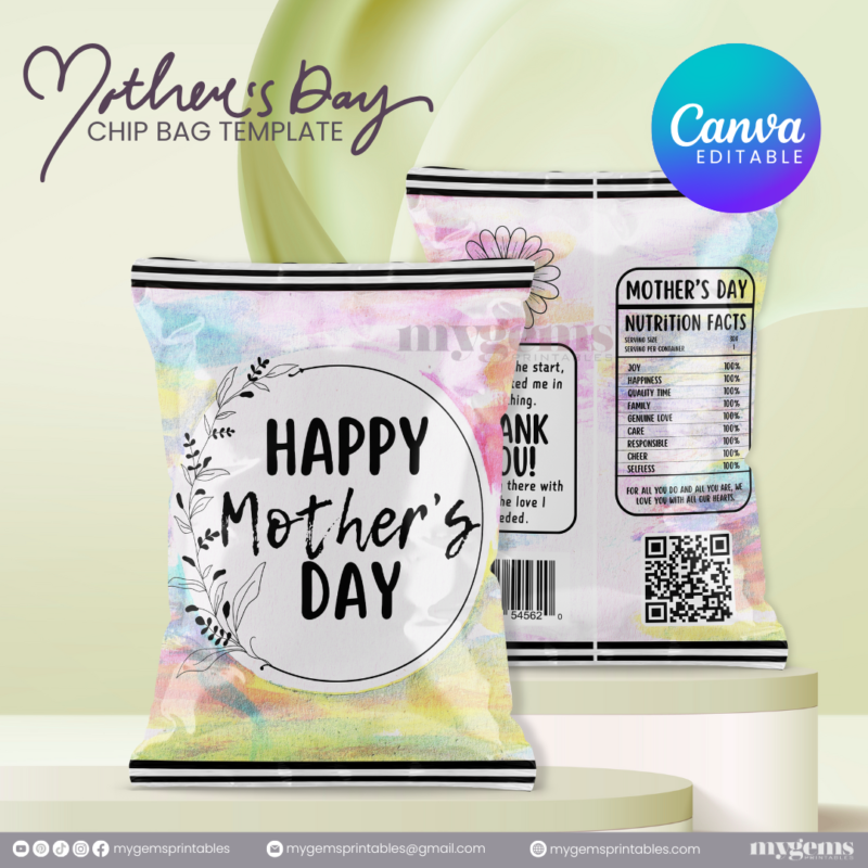 20 Designs | Mother's Day Chip Bag Template | Canva PRO Editable | Ready to Print - Image 13