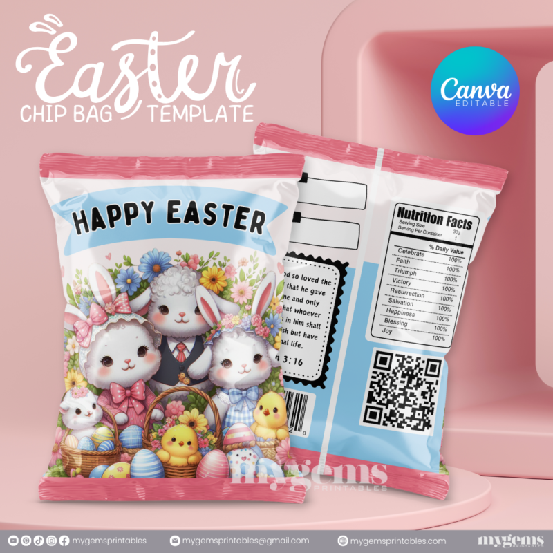 20 Designs | Easter Chip Bag Template | Canva PRO Editable | Ready to Print - Image 25