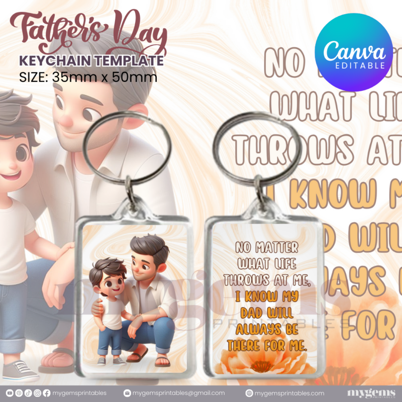 20 Designs | Father's Day Keychain Template | Canva Editable | Ready to Print - Image 3