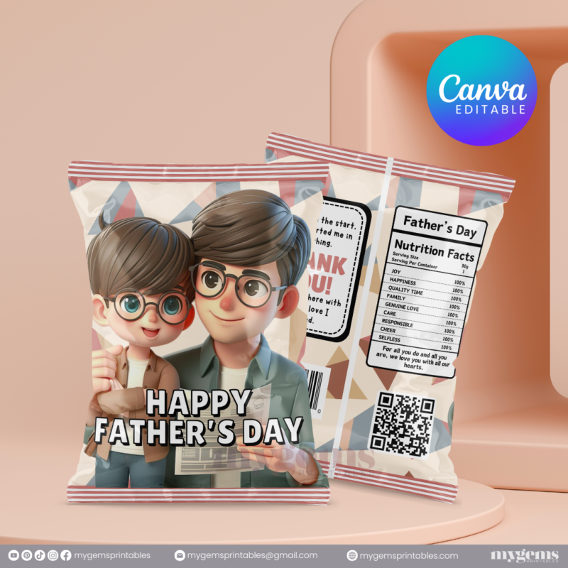 30+ Designs | Father's Day Chip Bag Template | Canva Editable | Ready to Print - Image 32